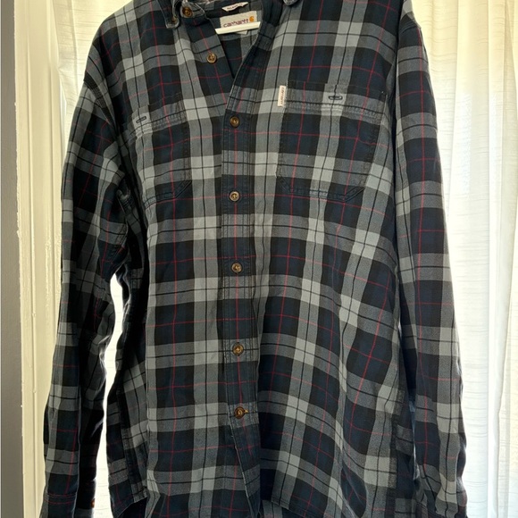Carhartt Casual Button Down Shirt in Black and Gray - Picture 1 of 4